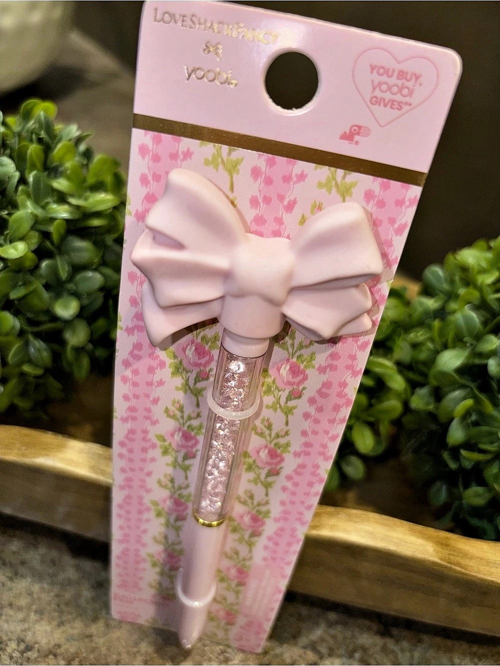yoobi Pink Floral Bow Ballpoint Pen NWT